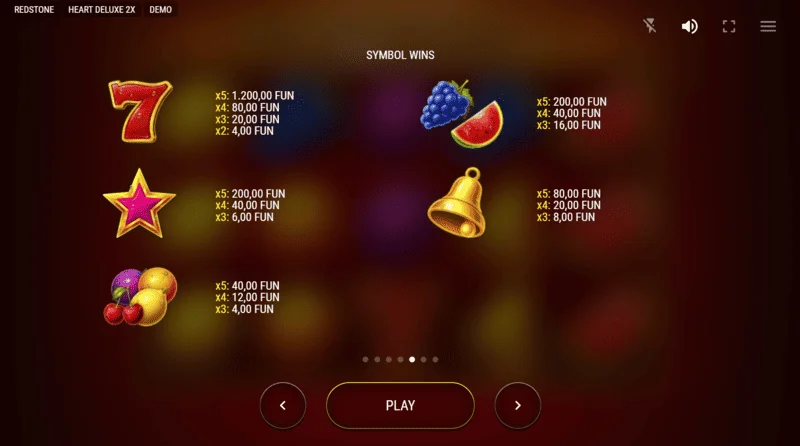 Heart Deluxe 2x - Tabela isplata sa proširujućim wild-srcem